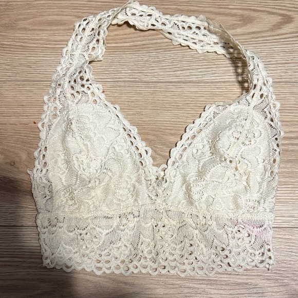 True & Co. Other - Elegant Lace Halter Bralette - Cream